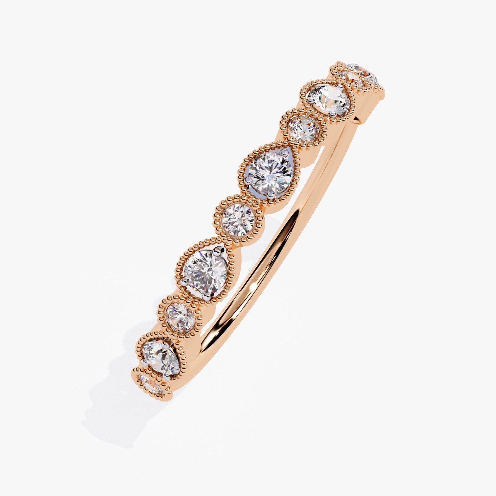 Vintage Milgrain Round Lab-Grown Diamond Wedding Band