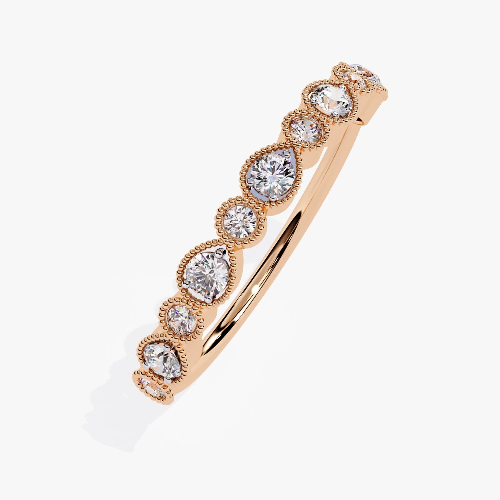 Vintage Milgrain Round Lab-Grown Diamond Wedding Band