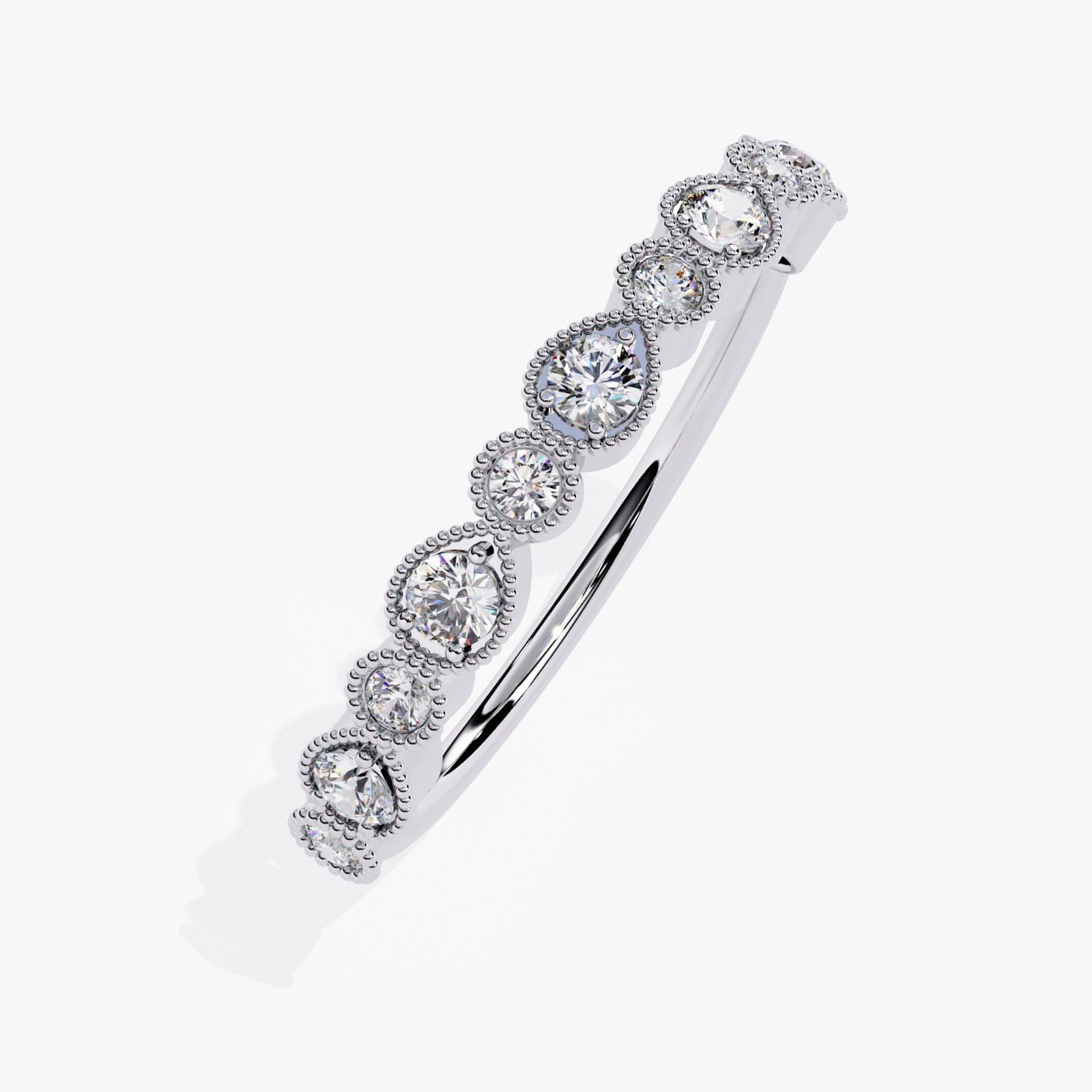 Vintage Milgrain Round Lab-Grown Diamond Wedding Band
