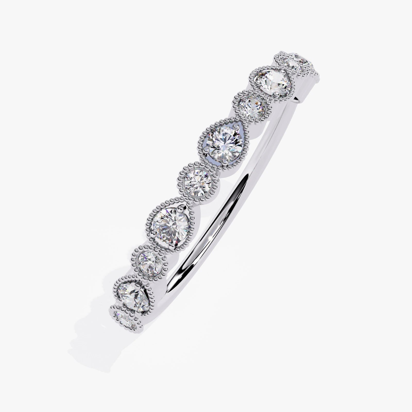 Vintage Milgrain Round Lab-Grown Diamond Wedding Band