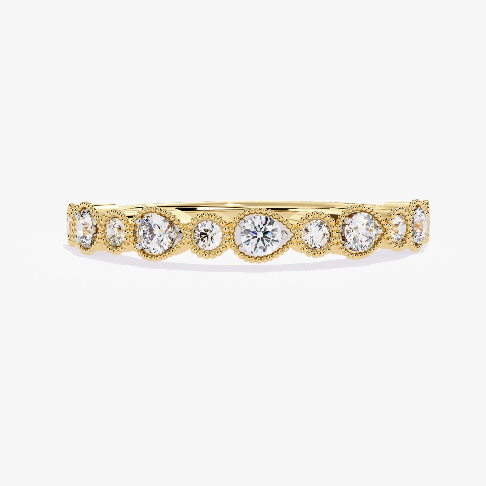 Vintage Milgrain Round Lab-Grown Diamond Wedding Band