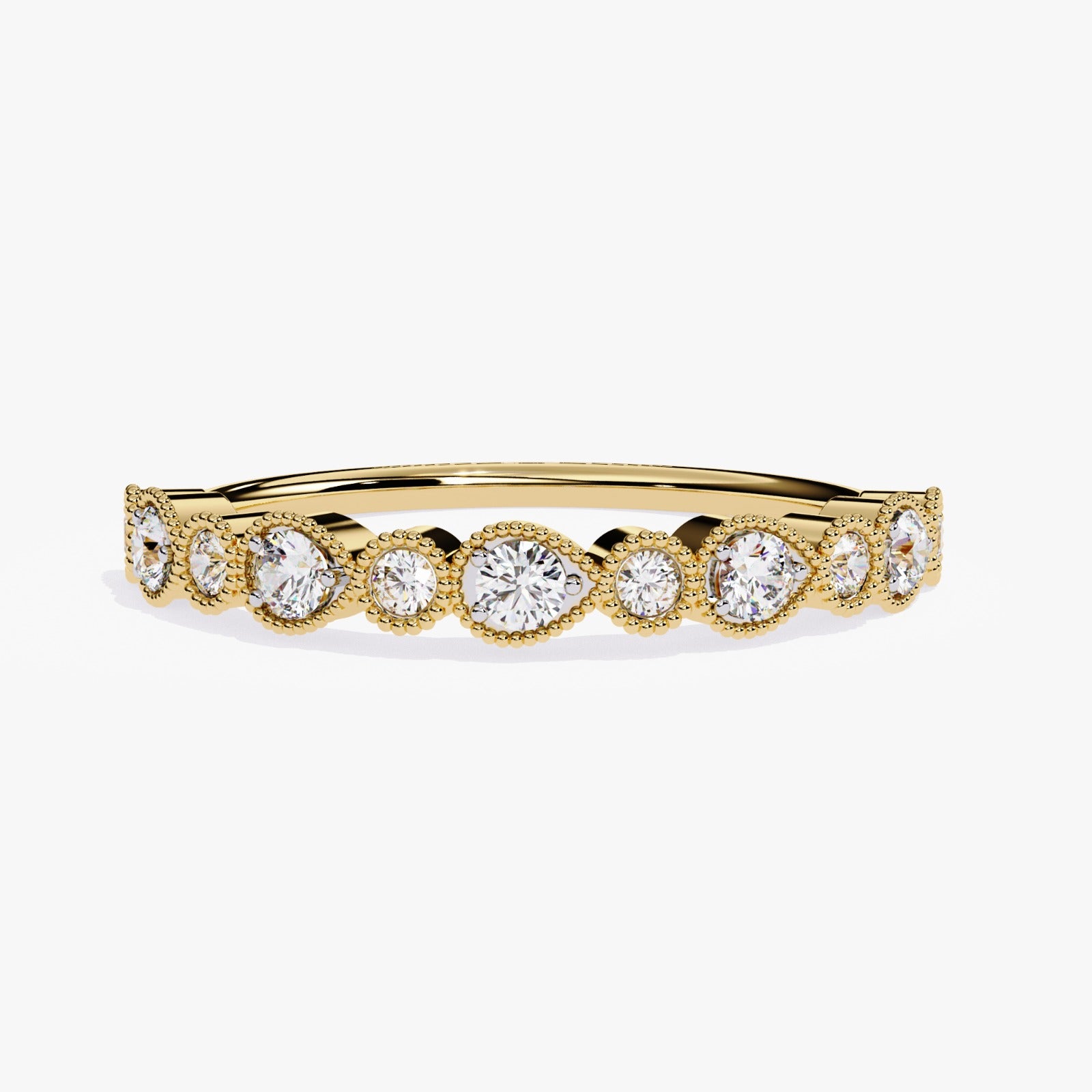 Vintage Milgrain Round Lab-Grown Diamond Wedding Band