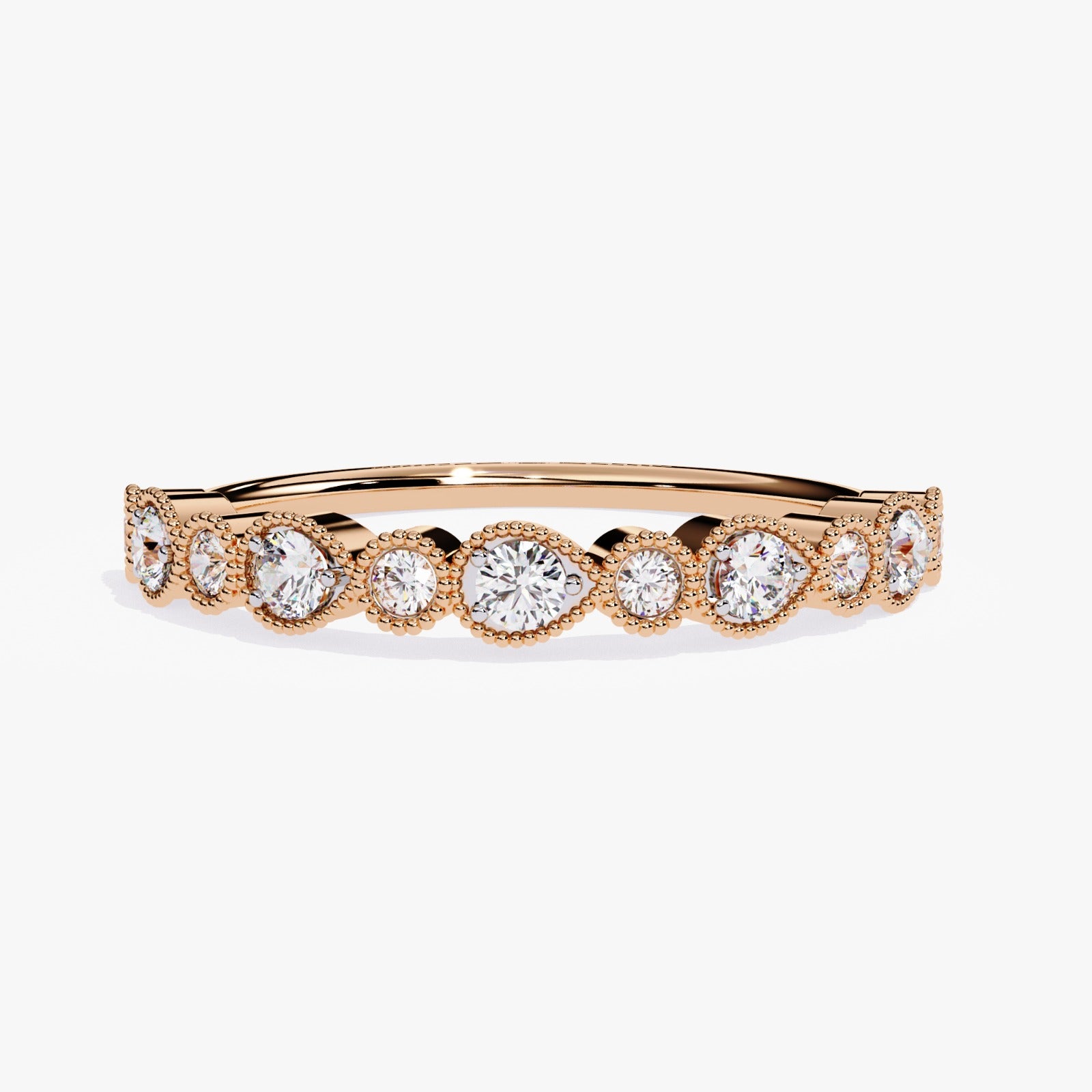 Vintage Milgrain Round Lab-Grown Diamond Wedding Band
