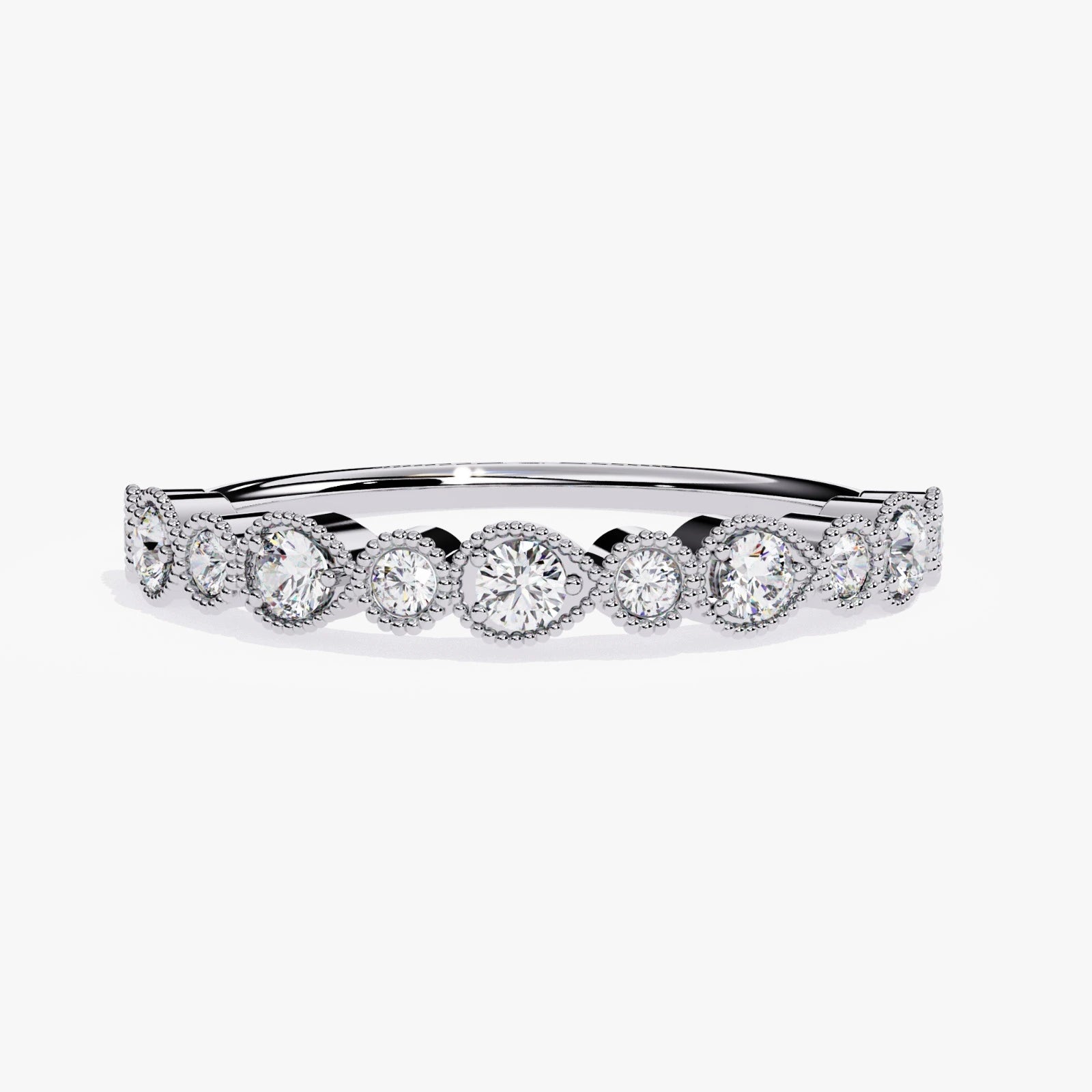 Vintage Milgrain Round Lab-Grown Diamond Wedding Band