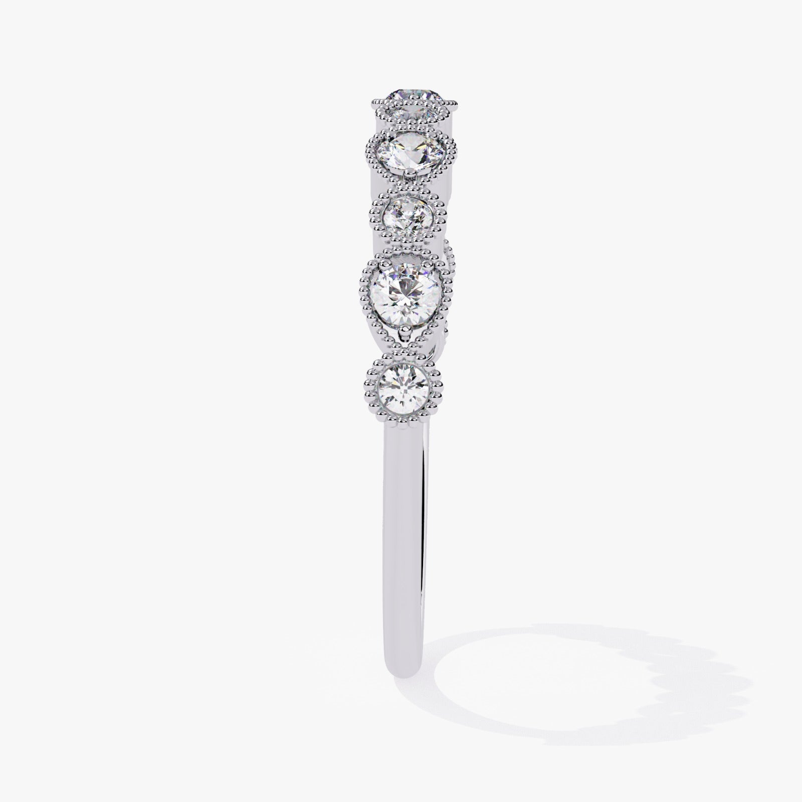 Vintage Milgrain Round Lab-Grown Diamond Wedding Band