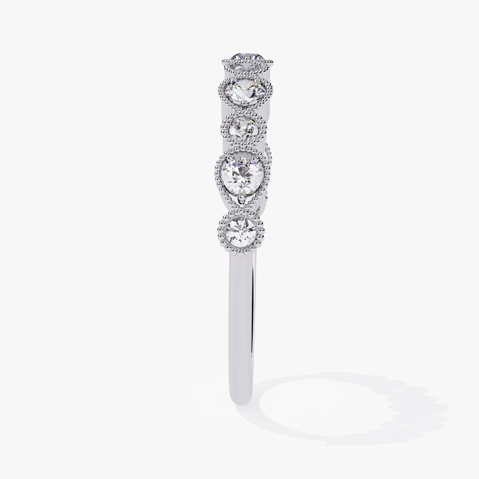 Vintage Milgrain Round Lab-Grown Diamond Wedding Band