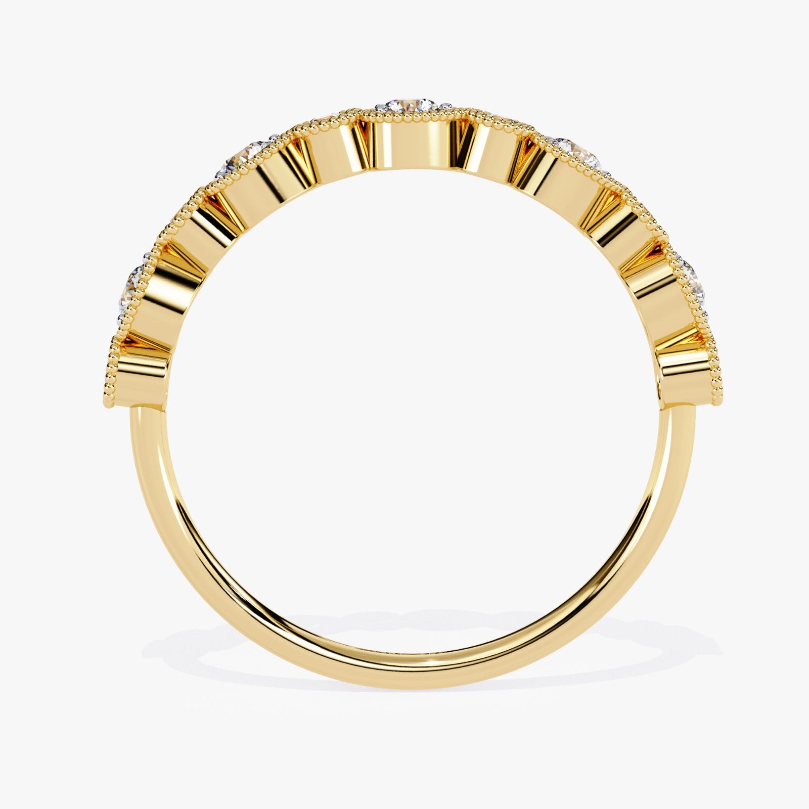 Vintage Milgrain Round Lab-Grown Diamond Wedding Band