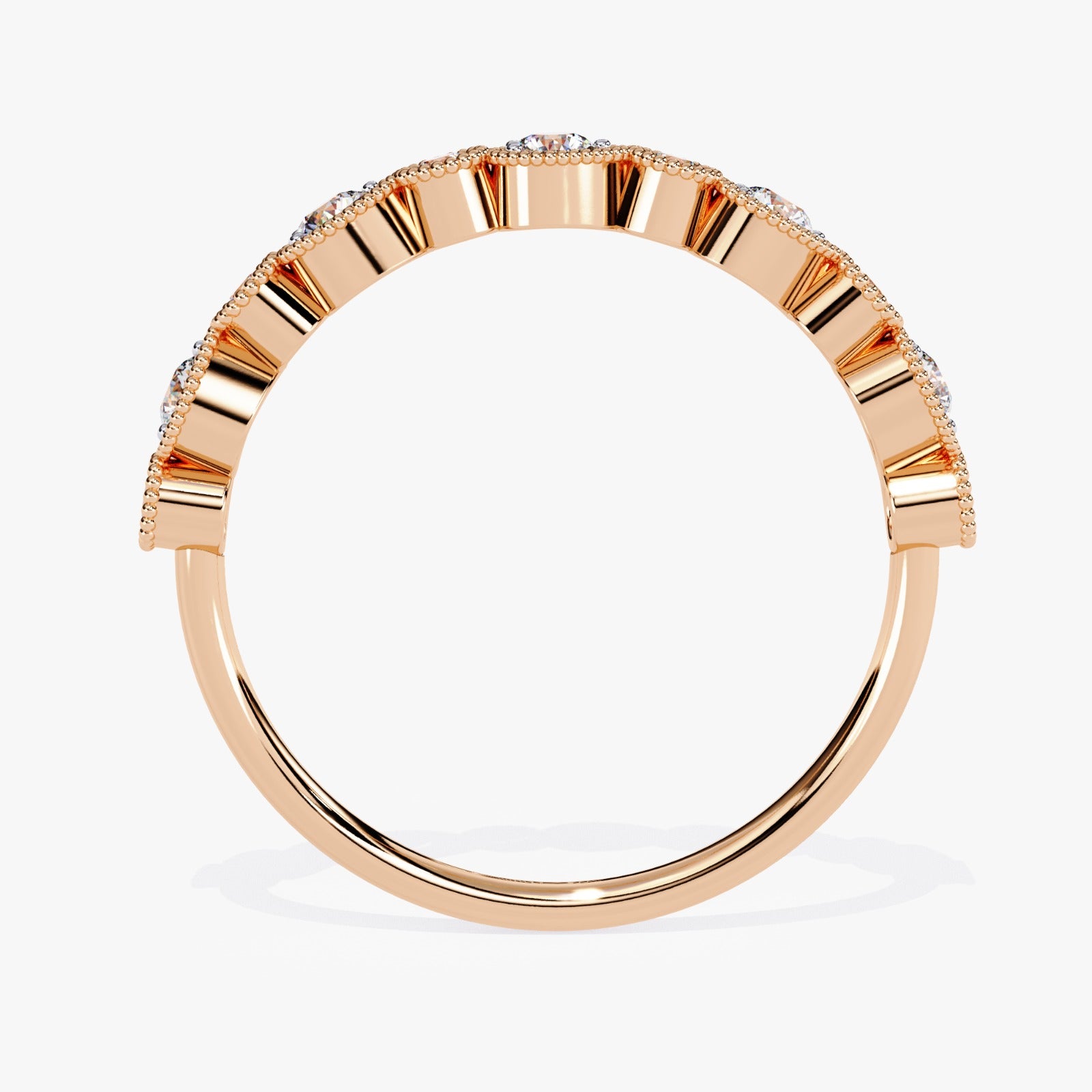 Vintage Milgrain Round Lab-Grown Diamond Wedding Band