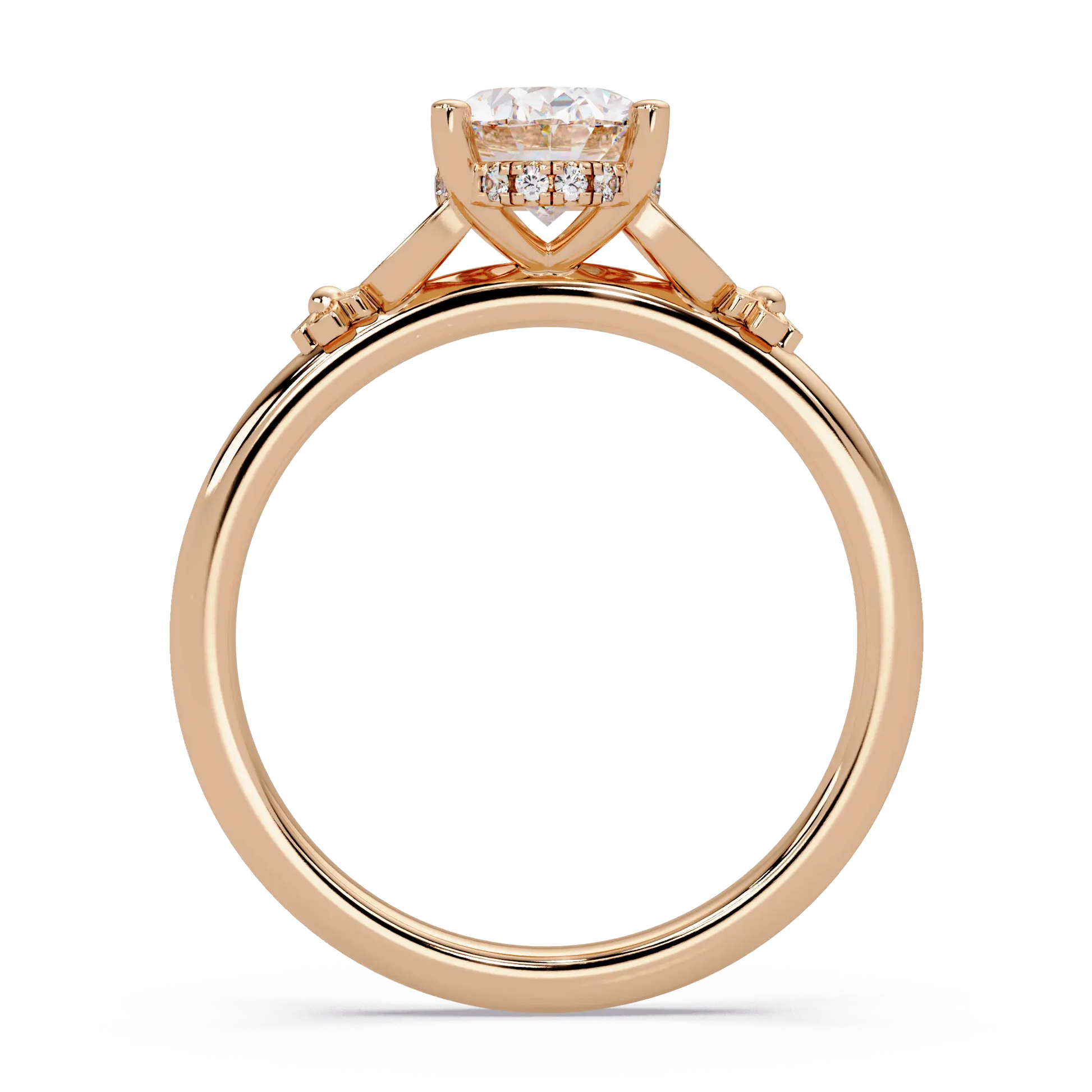 Vintage Oval Lab Grown Diamond Engagement Ring, Nature Inspired Solitaire Ring, Elegant Bridal Jewelry