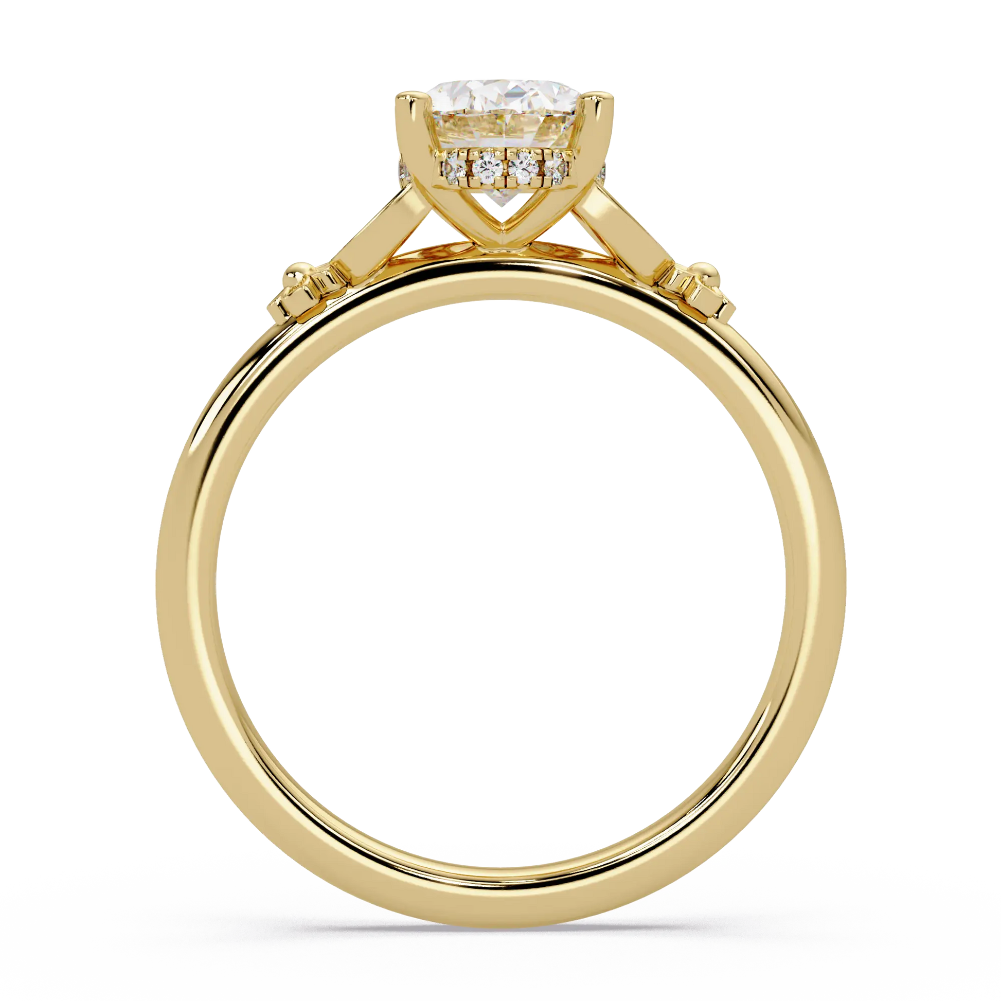Vintage Oval Lab Grown Diamond Engagement Ring, Nature Inspired Solitaire Ring, Elegant Bridal Jewelry