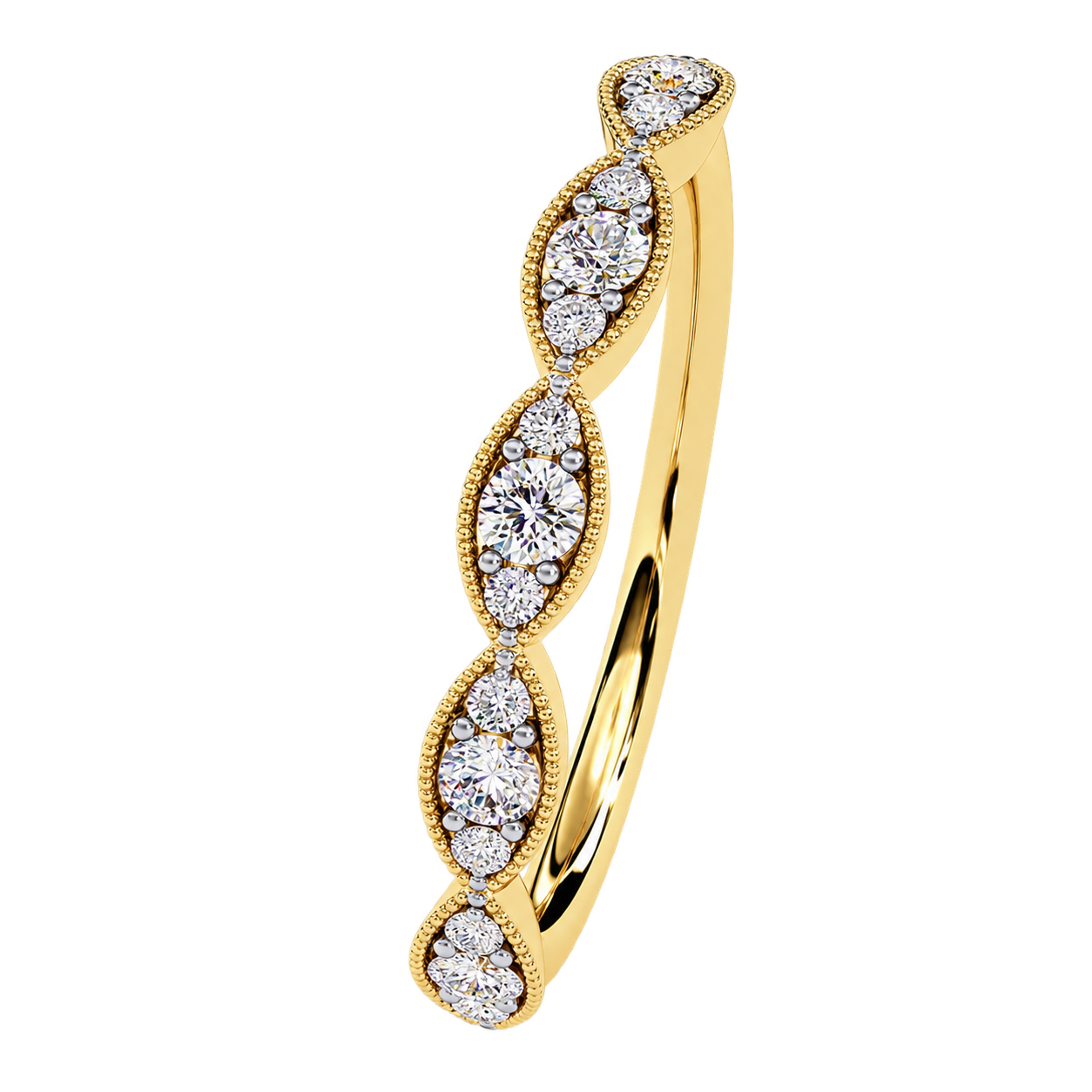 Vintage Inspired Round Lab Grown Diamond Wedding Band